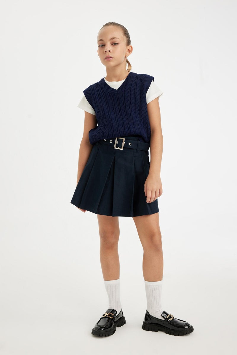 DeFacto Blue Girl Girl Gabardine Regular Fit Skirt Casual - Image 3