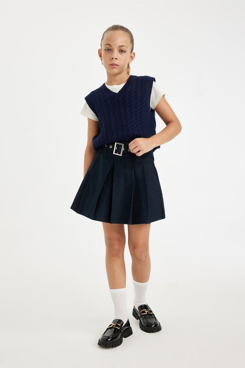DeFacto Blue Girl Girl Gabardine Regular Fit Skirt Casual - Image 1