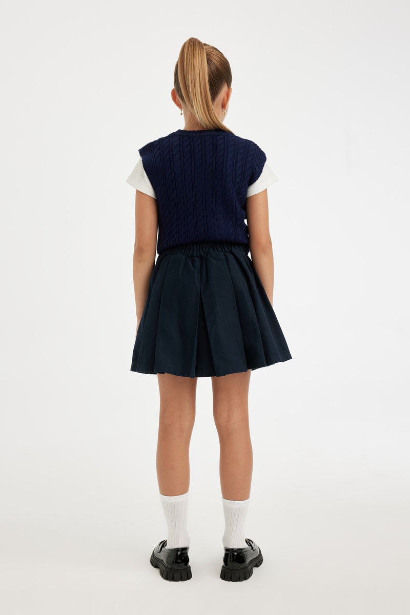 DeFacto Blue Girl Girl Gabardine Regular Fit Skirt Casual - Image 5