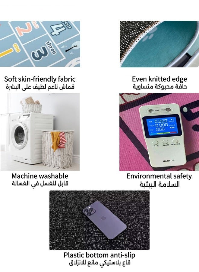 Vixplorn Newborn Games Kids Room Decor Mat, Kids Car Rug Play Mat, Educational Learning Carpet City Road Traffic Fun Game Play Area Rugs, Non-Slip Floor Mat For Playroom (120×80CM) - Image 3