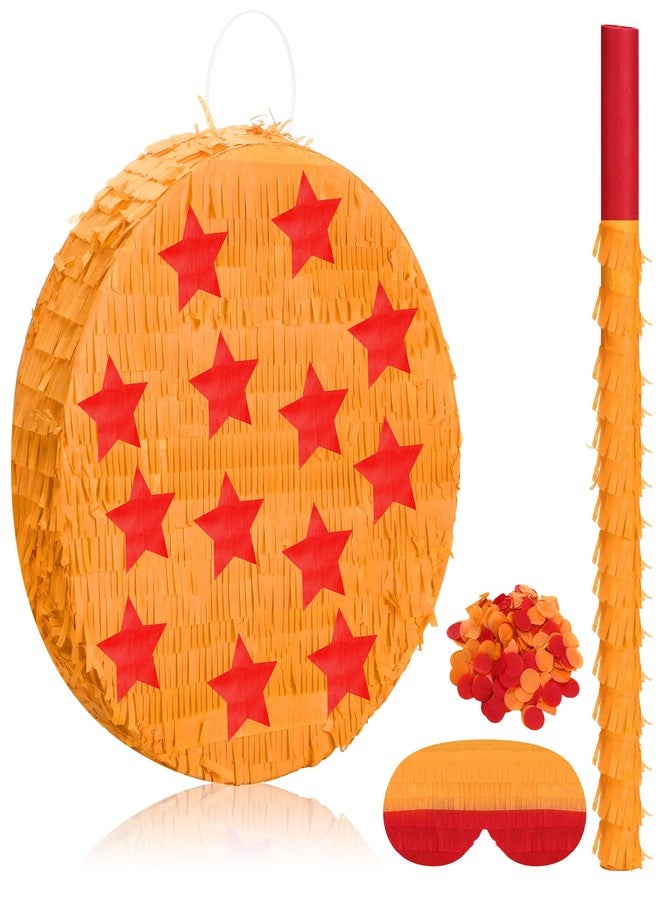 RoundFunny Anime Theme Piñata Party Birthday Decorations Yellow and Red Stars with Stick Blindfold and Confetti for Party Decorations Centerpiece Photo Prop Birthday Funny Anniversary - Image 1