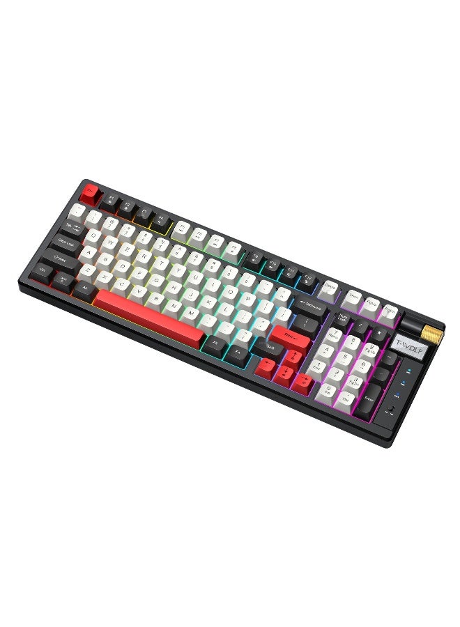 T-WOLF T70 Wireless Mechanical Keyboard - Bluetooth Triple Mode RGB Gaming Hot-Swappable Red Switches - Image 1
