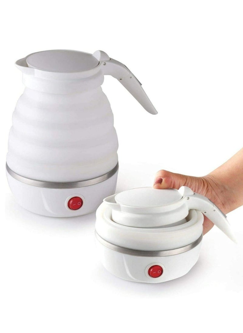 Silicone Travel Foldable Water Heater Jug Collapsible Mini Portable Electric Kettle White - Image 1