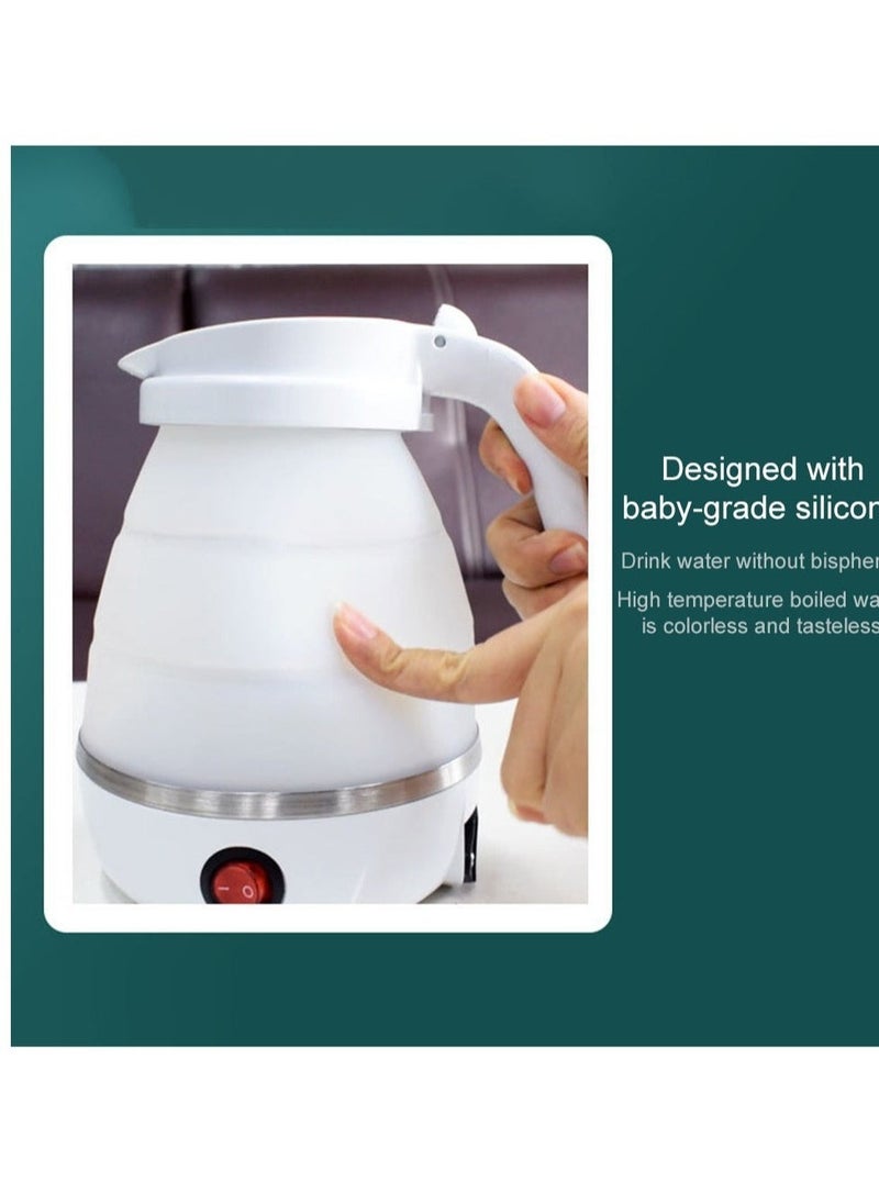 Silicone Travel Foldable Water Heater Jug Collapsible Mini Portable Electric Kettle White - Image 2