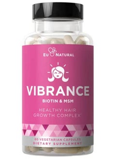 Eu Natural Vibrance Hair Growth Vitamins Grow Hair Faster Healthier & Stronger Length Beautiful Locks For All Hair Types Biotin & Optimsm 60 Vegetarian Soft Capsules  - Image 1