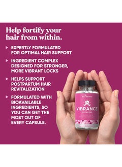 Eu Natural Vibrance Hair Growth Vitamins Grow Hair Faster Healthier & Stronger Length Beautiful Locks For All Hair Types Biotin & Optimsm 60 Vegetarian Soft Capsules  - Image 4