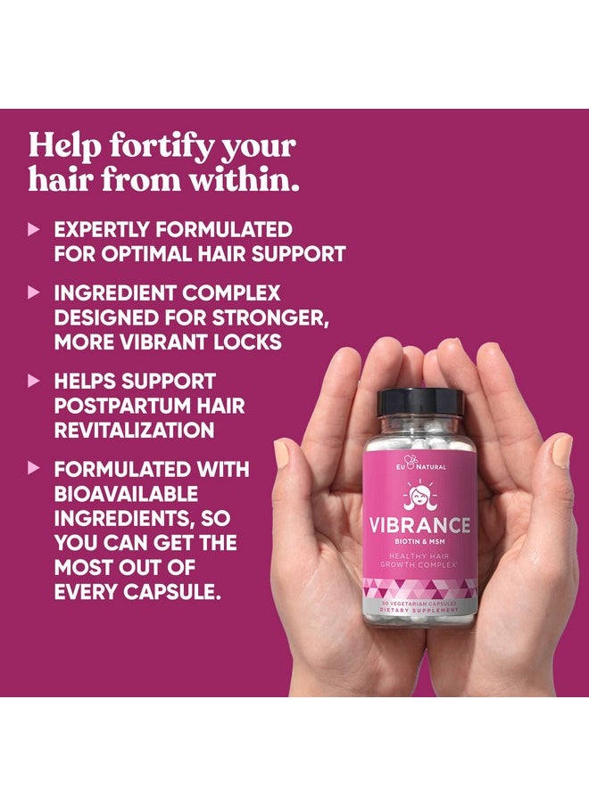 Eu Natural Vibrance Hair Growth Vitamins Grow Hair Faster Healthier & Stronger Length Beautiful Locks For All Hair Types Biotin & Optimsm 60 Vegetarian Soft Capsules  - Image 4