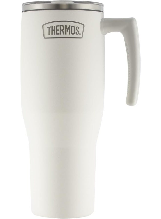 THERMOS STAINLESS STEEL VACUUM INSULATED WHITE MUG WITH STRAW 1.1LTR - Image 2