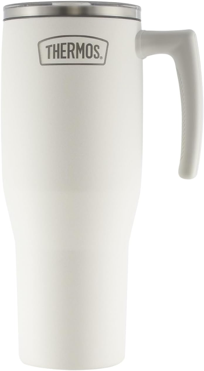 THERMOS STAINLESS STEEL VACUUM INSULATED WHITE MUG WITH STRAW 1.1LTR - Image 2