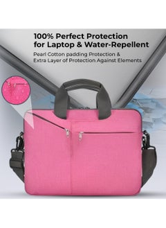 glassology Laptop Bag, 15.6 Inch Laptop Case, Durable and Water-Repellent Fabric, Lightweight Shockproof Multifunction Laptop Bags, Portable Briefcase Bag for Business Casual or School Pink  - Image 2