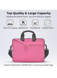 glassology Laptop Bag, 15.6 Inch Laptop Case, Durable and Water-Repellent Fabric, Lightweight Shockproof Multifunction Laptop Bags, Portable Briefcase Bag for Business Casual or School Pink  - Image 5