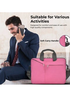 glassology Laptop Bag, 15.6 Inch Laptop Case, Durable and Water-Repellent Fabric, Lightweight Shockproof Multifunction Laptop Bags, Portable Briefcase Bag for Business Casual or School Pink  - Image 4