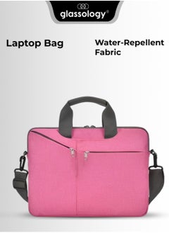 glassology Laptop Bag, 15.6 Inch Laptop Case, Durable and Water-Repellent Fabric, Lightweight Shockproof Multifunction Laptop Bags, Portable Briefcase Bag for Business Casual or School Pink  - Image 1