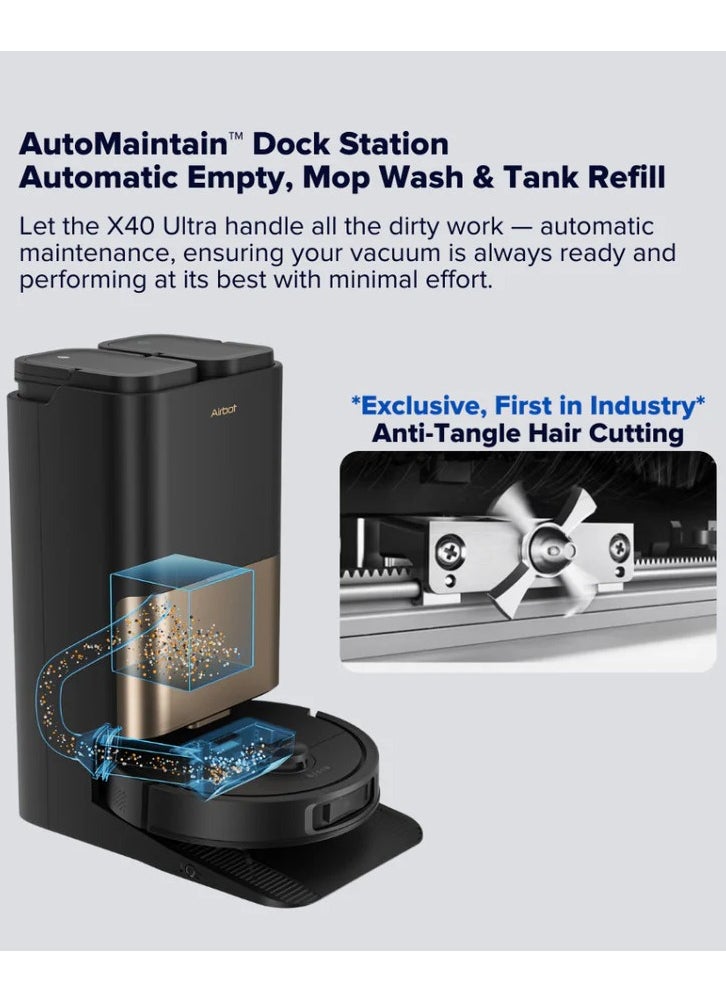 Airbot - Airbot Robot Vacuum X40 Ultra 17000 Pa Robot Vacuum Cleaner with Mop,Robot Cleaner and Mop,with Advanced AirGPT AI System,Auto Detanle,Mop Wash&Tank Refill - Image 1