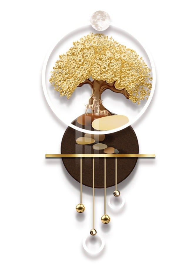 إسكدنيا لوحة حائط مضيء بتصميم شجرة بونساي ذهبية مع إضاءة LED عصرية - Image 2