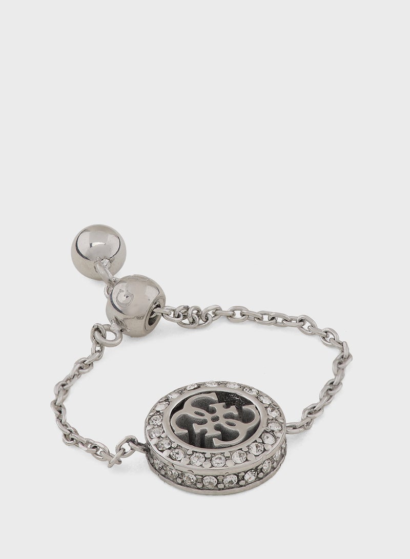 جس خاتم دائري مفرد بتفاصيل كريستالية - Image 1