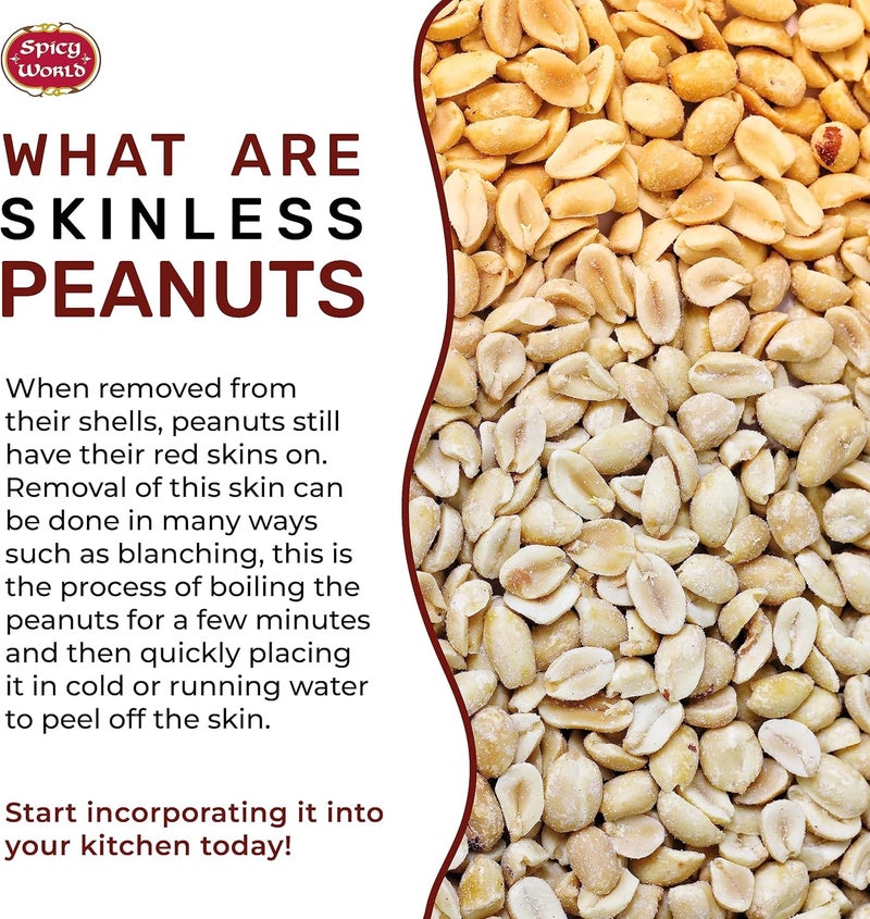 Spicy World Skinless Peanuts - Blanched Raw Peanuts, 4 Pound (64oz) Bag, All Natural, Unsalted - Image 3