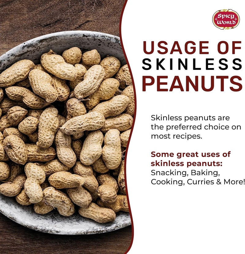 Spicy World Skinless Peanuts - Blanched Raw Peanuts, 4 Pound (64oz) Bag, All Natural, Unsalted - Image 4