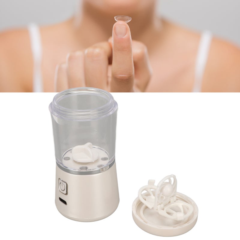 Contact Lens Cleaner USB Charging Automatic Portable Tear Proteins Removal Long Lasting Soft Lens Cleaning Machine White - Image 4