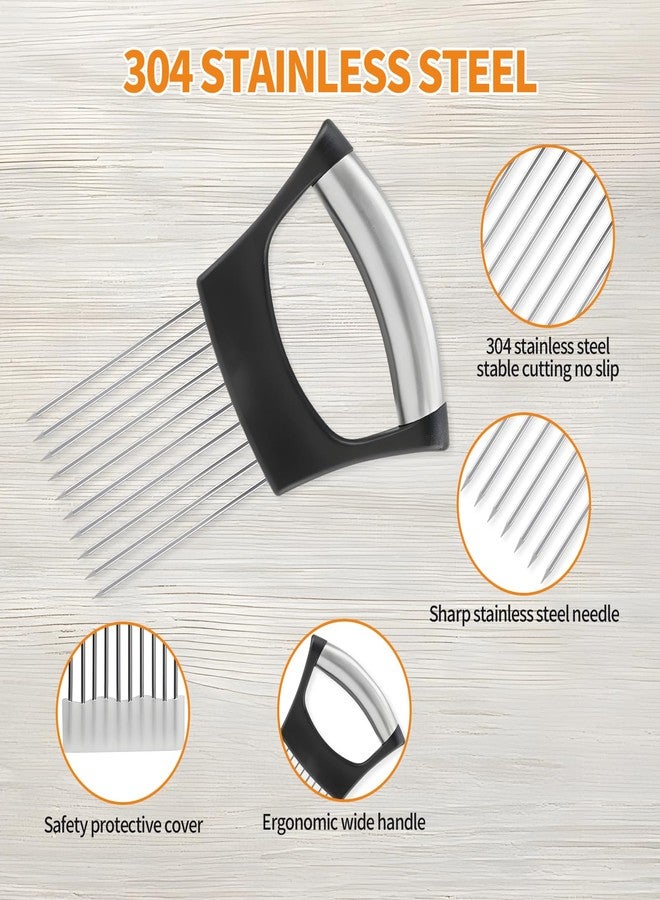 Creztail 2PCS Onion Holder for Slicing, Upgraded Stainless Steel Onion Slicer Holder with Ergonomic Handle, Tomato Cutter, Vegetable Slicing Tool, Meat Tenderizer, Kitchen Food Cutting Gadget - Image 3