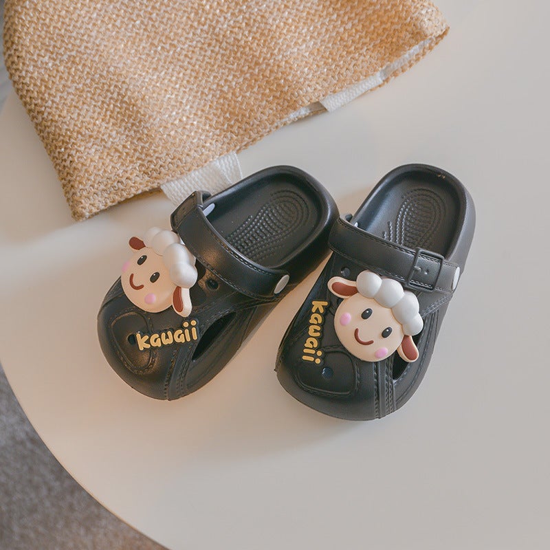 Children'S Summer Baotou Sandals, Thick-Soled Non-Slip Children'S Beach Shoes, Cute Cartoon Lamb Clogs For Outer Wear - Image 1