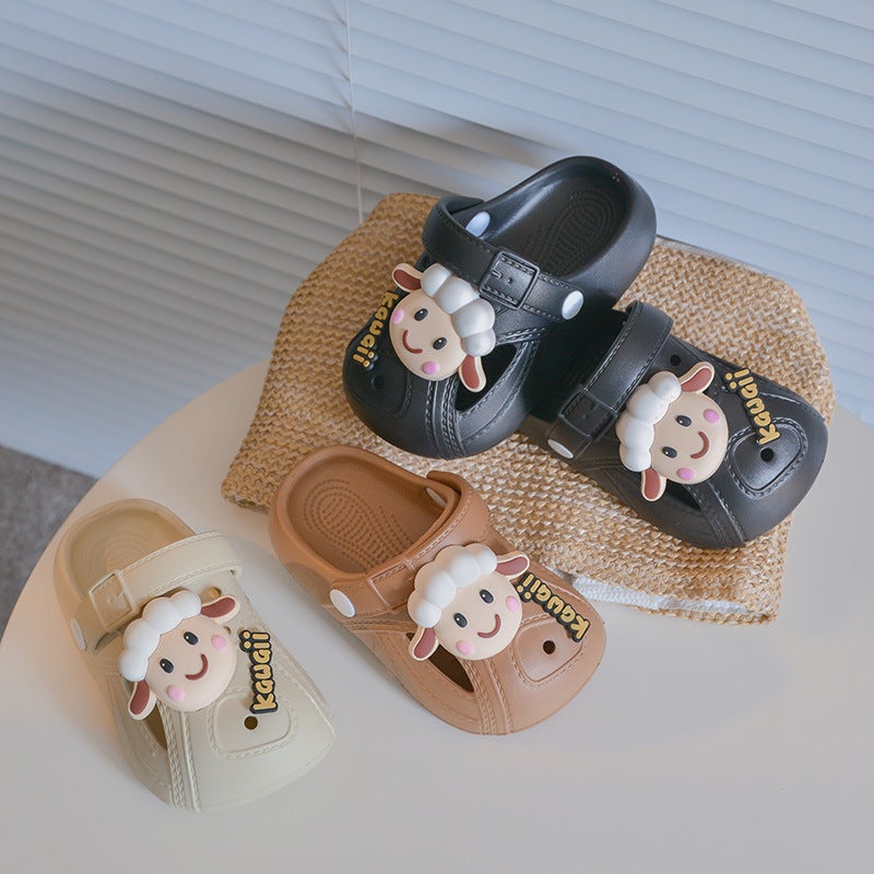 Children'S Summer Baotou Sandals, Thick-Soled Non-Slip Children'S Beach Shoes, Cute Cartoon Lamb Clogs For Outer Wear - Image 4