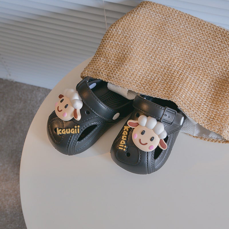 Children'S Summer Baotou Sandals, Thick-Soled Non-Slip Children'S Beach Shoes, Cute Cartoon Lamb Clogs For Outer Wear - Image 5