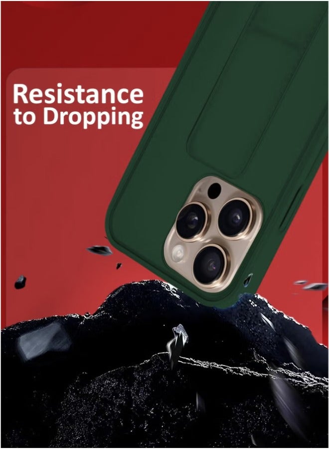 DUSALA 2-Pack Premium PU Leather Case & Screen Protector for iPhone 16 Pro Max – Shockproof, Anti-Scratch, Stand Function, Finger Grip Case Cover (Green) - Image 3