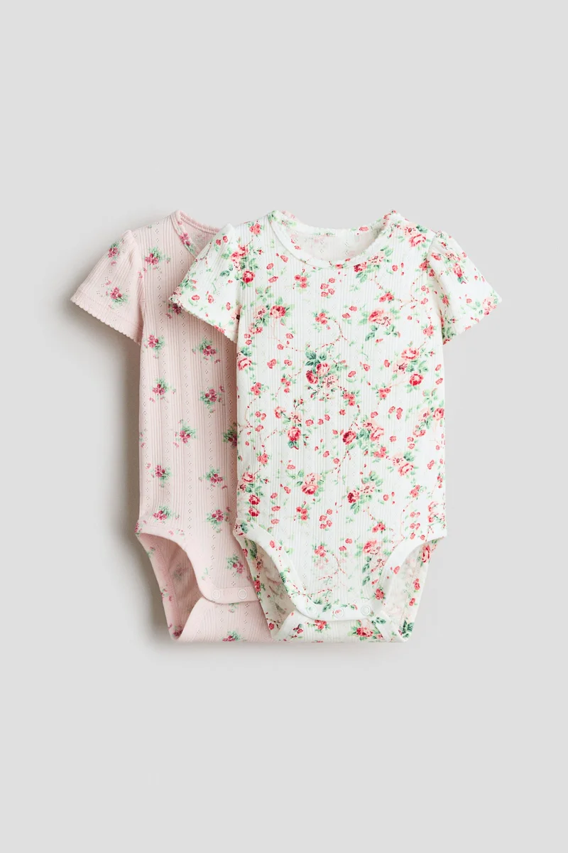 H&M 2-pack floral-print pointelle bodysuits