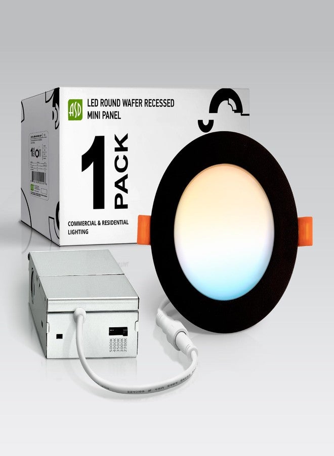 ASD 1 Pack LED Recessed Lighting 4 Inch 12W, 5 CCT 2700K-5000K CRI90+, IC Rated Ultra Thin Dimmable Ceiling Lights with J Box, Canless Wafer Downlight, Round Slim Panel Light, Energy Star ETL, Black - Image 1
