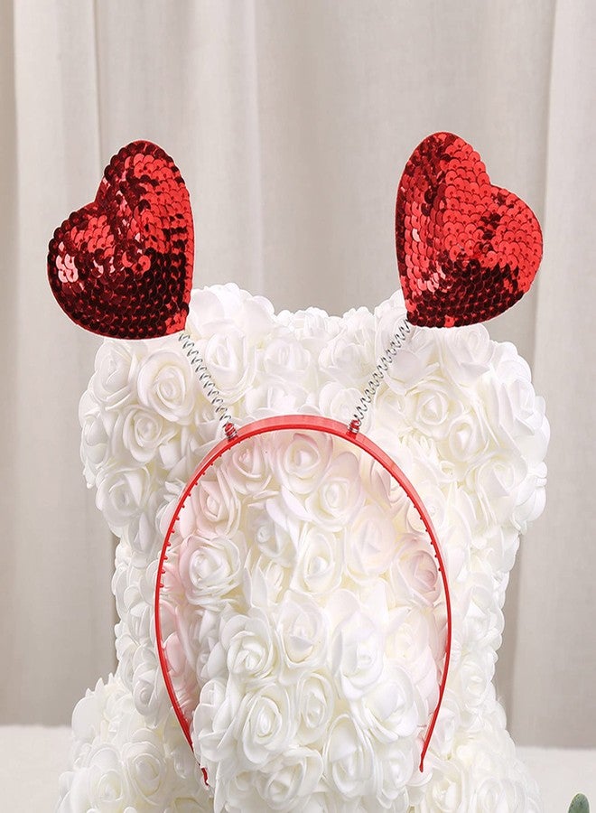 سوتشات طوق رأس على شكل قلب مزين بالترتر الأحمر من سوتشات، مثالي لعيد الحب، مناسب للحفلات، إكسسوارات شعر، ودعائم تصوير. - Image 4