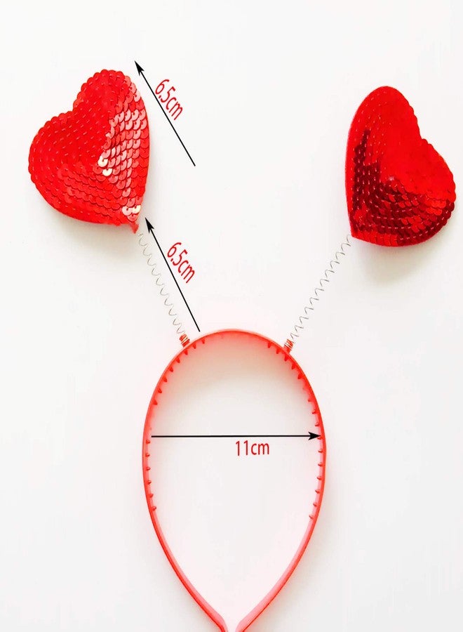 سوتشات طوق رأس على شكل قلب مزين بالترتر الأحمر من سوتشات، مثالي لعيد الحب، مناسب للحفلات، إكسسوارات شعر، ودعائم تصوير. - Image 2