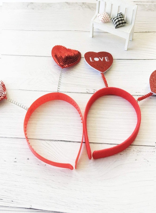 سوتشات طوق رأس على شكل قلب مزين بالترتر الأحمر من سوتشات، مثالي لعيد الحب، مناسب للحفلات، إكسسوارات شعر، ودعائم تصوير. - Image 5