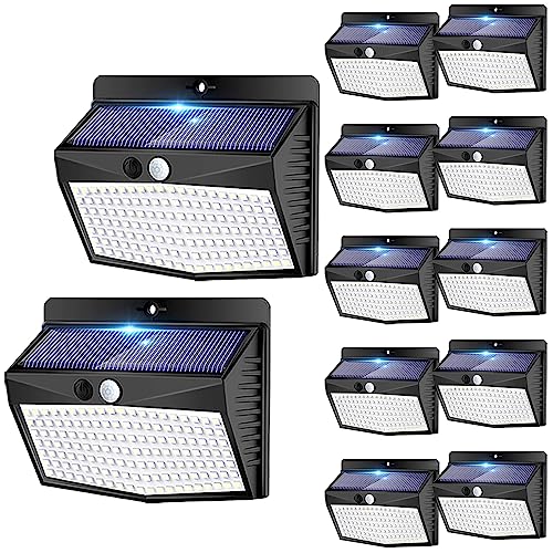 Peasur Solar Outdoor Lights, 12 Packs Solar Motion Sensor Security Lights with 3 Lighting Modes Solar Wall Lights Waterproof Solar Powered Lights for Garden Fence Yard - Image 1