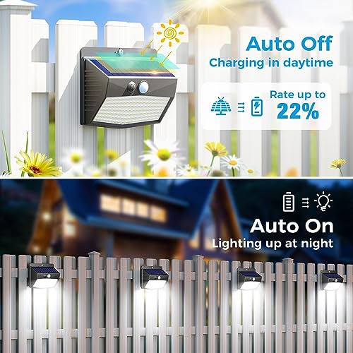 Peasur Solar Outdoor Lights, 12 Packs Solar Motion Sensor Security Lights with 3 Lighting Modes Solar Wall Lights Waterproof Solar Powered Lights for Garden Fence Yard - Image 3