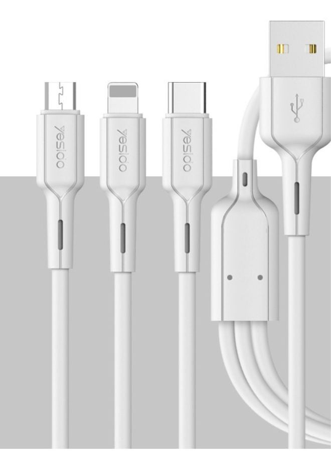 يسيدو كابل شحن عالمي 3 في 1 - موصلات USB إلى Micro USB وType-C وLightning بتصميم متين ومضاد للتشابك - Image 1