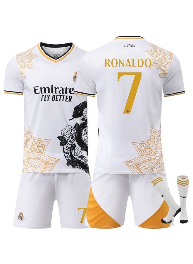 Real Madrid 2025-2026 Real Madrid Special Edition Football Uniform #7 RONALDO football Jersey Shorts Socks Set Children's Size and adult Size Gifts for fans and friends - Image 1