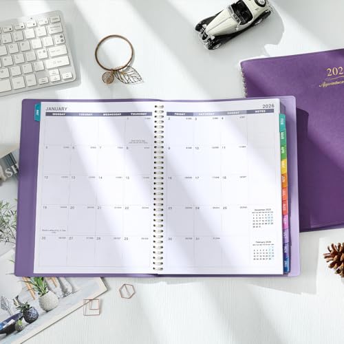 Poluma Appointment Book/Planner 2026 - Weekly Appointment Book 2026, January 2026 - December 2026, 8.26"x 11.4", Daily/Hourly Planner with Tabs, 15 Minutes, Wirebound - Purple - Image 2