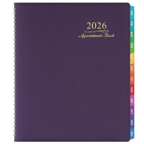 Poluma Appointment Book/Planner 2026 - Weekly Appointment Book 2026, January 2026 - December 2026, 8.26"x 11.4", Daily/Hourly Planner with Tabs, 15 Minutes, Wirebound - Purple - Image 1