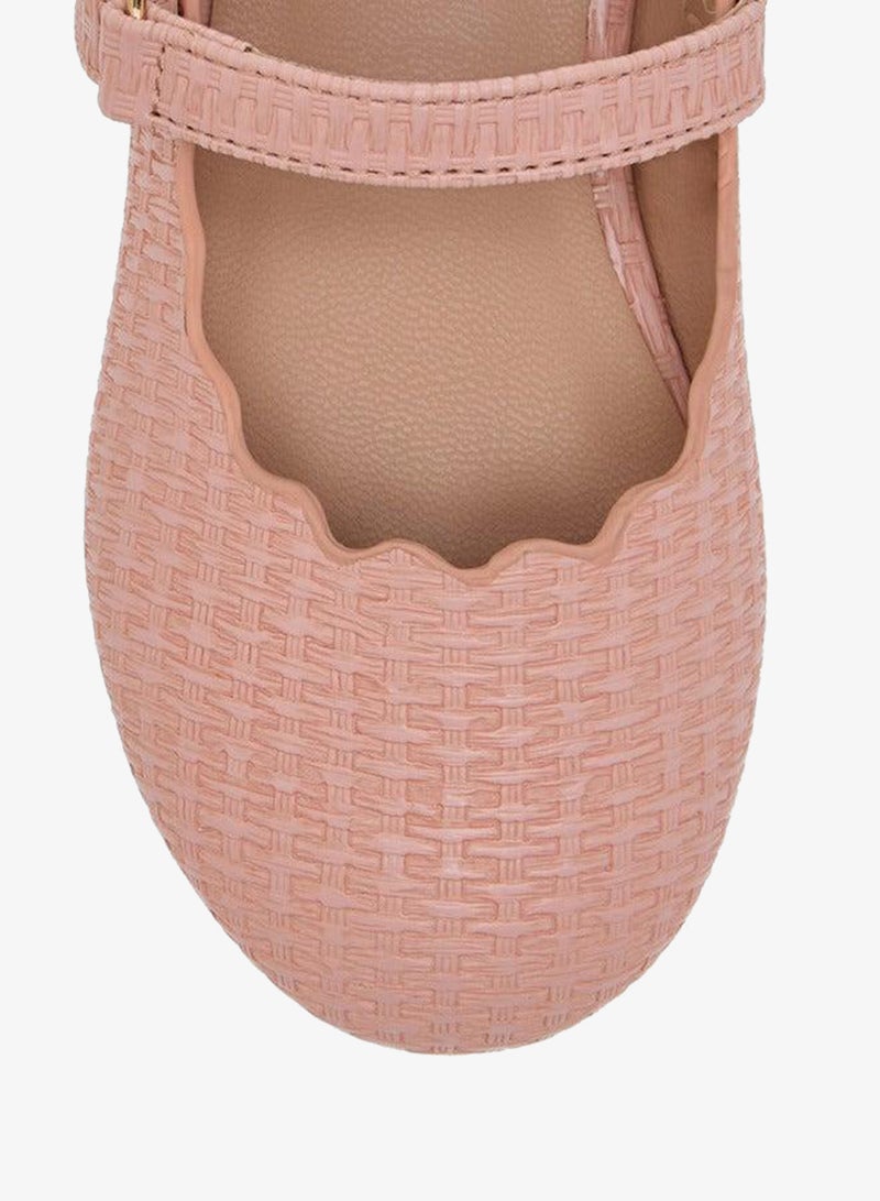 JUNIORS Girls Scallop Detail Ballerina Shoes with Hook and Loop Closure - Image 4