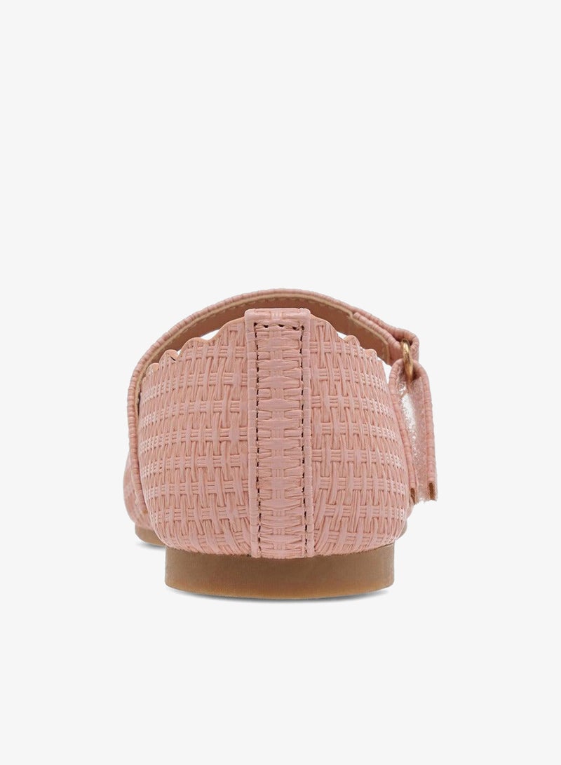 JUNIORS Girls Scallop Detail Ballerina Shoes with Hook and Loop Closure - Image 5