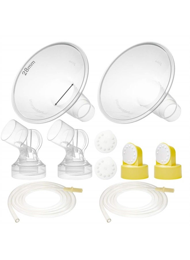 NENESUPPLY قطع مضخة نينسوبلاي مع حواف 28 مم متوافقة مع مضخة ميديلا في ستايل مضخة الثدي ليست قطع مضخة ميديلا الأصلية تشمل حواف متوافقة ودرع الثدي وموصل الصمام وغشاء الأنابيب - Image 1