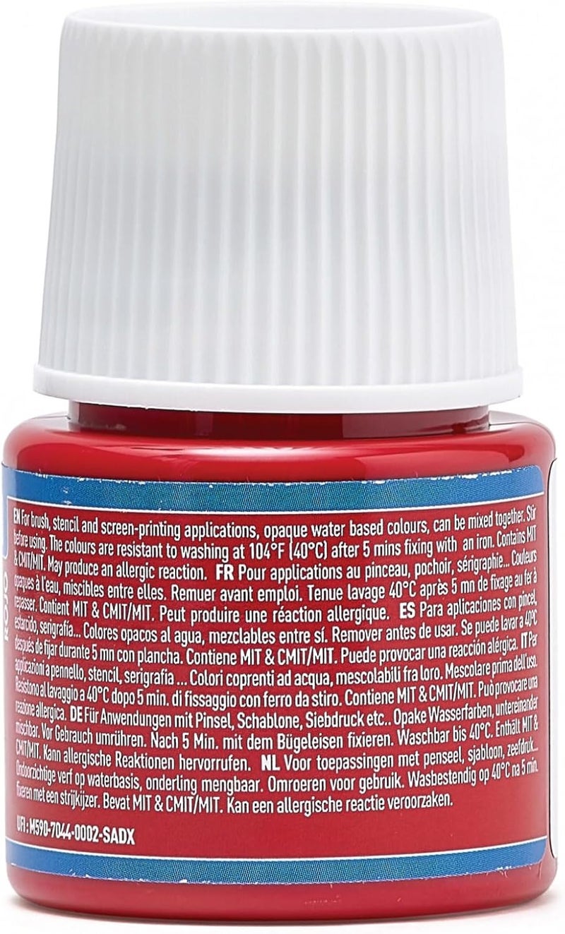Pebeo Setacolor Opaque Fabric Paint, 45ml, Red - Image 3