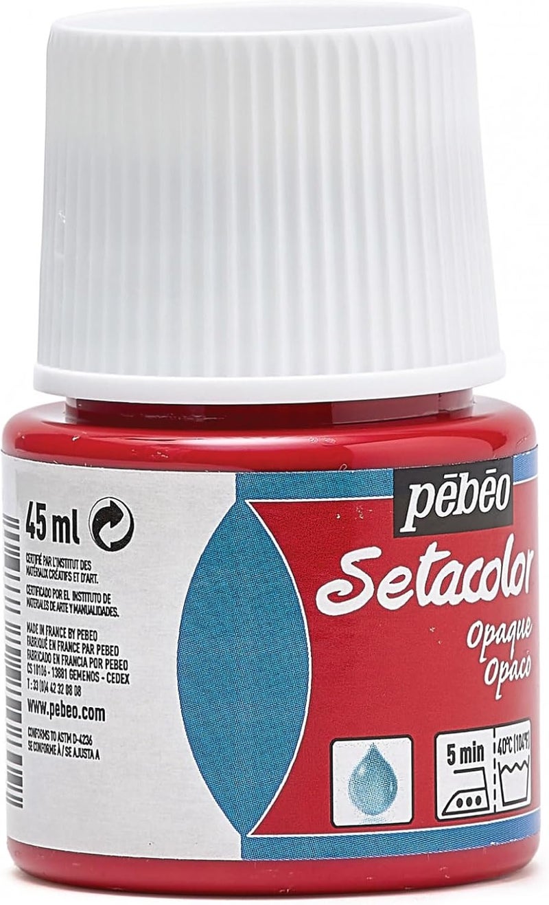 Pebeo Setacolor Opaque Fabric Paint, 45ml, Red - Image 4