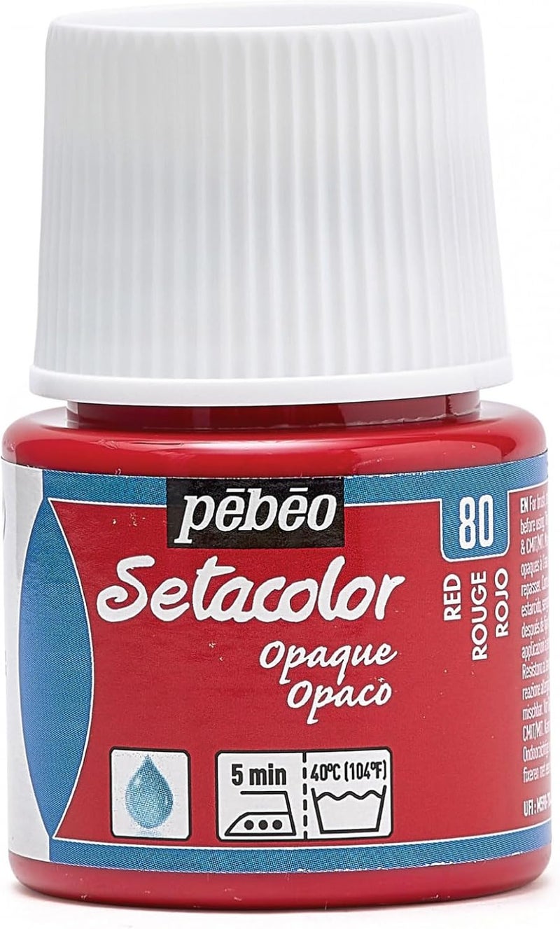 Pebeo Setacolor Opaque Fabric Paint, 45ml, Red - Image 1