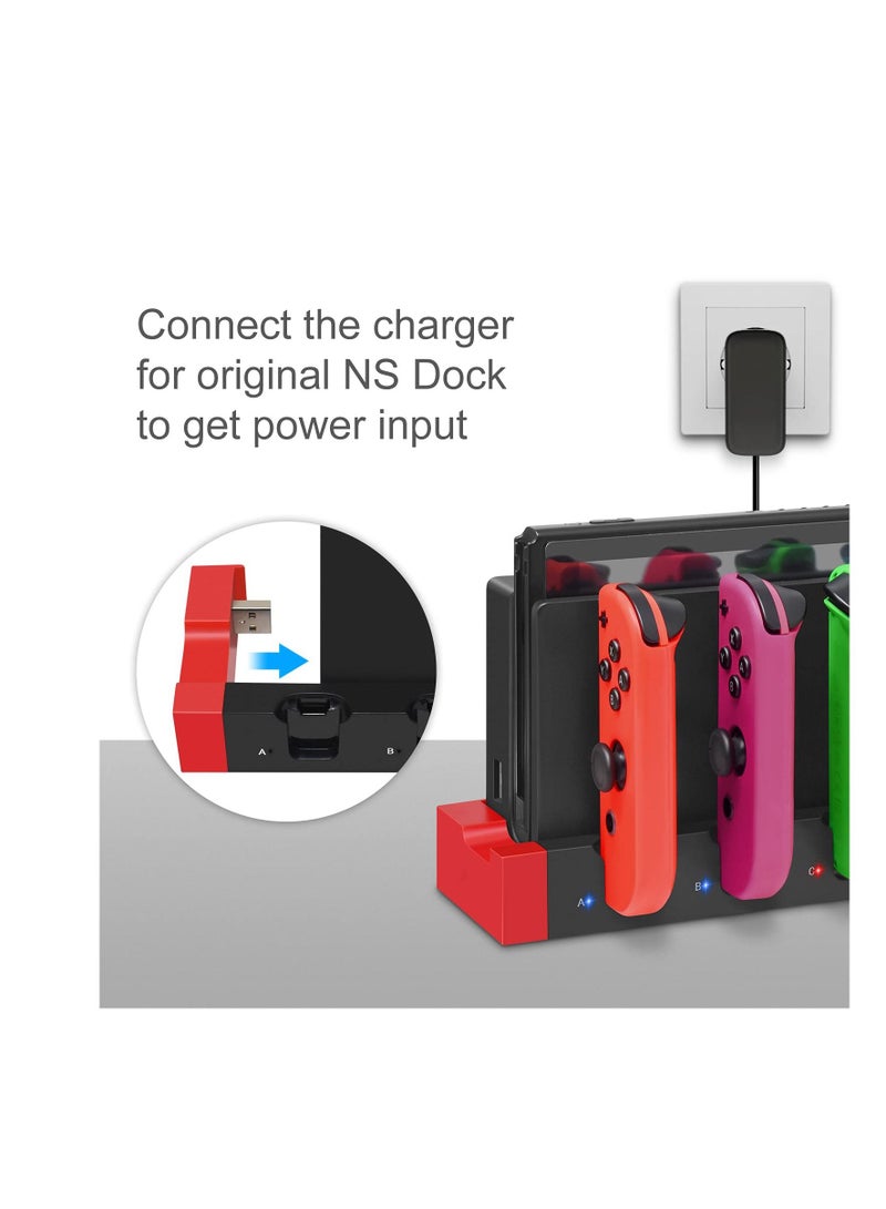 SYOSI Joy-Con Charger for Nintendo Switch OLED Model, Charging Dock Compatible with Joy Con Charger for Switch & OLED Model Version, USB Charging Dock Station Stand with Indicator - Black - Image 3