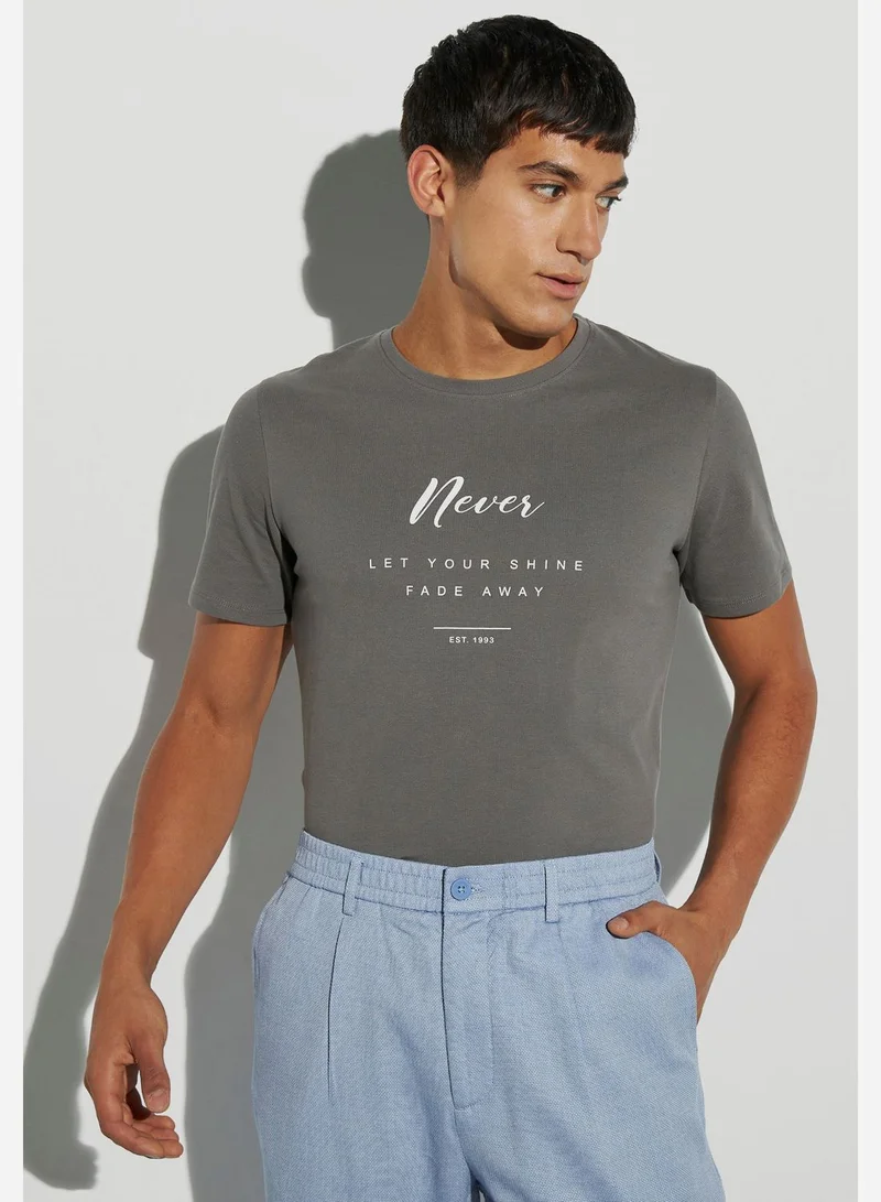 ايكونيك Typographic Crew Neck T-Shirt