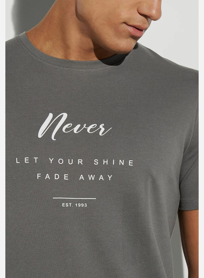 ايكونيك Typographic Crew Neck T-Shirt