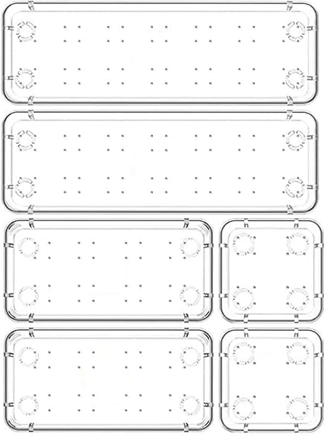 Kaito Drawer Organizer Storage Bins Set of 6 Glass Look Transparent Containers for Kitchen Office Bathroom Vanity - Image 1