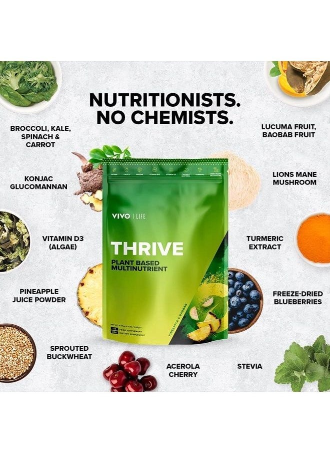 vivo - Life Thrive Vegan Superfood with Vitamins Minerals Fruits & Greens, Blueberry & Lucuma Flavour, 30 Servings - 8.46oz - Image 1